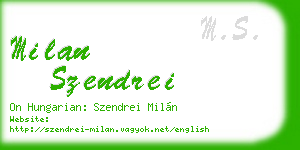 milan szendrei business card